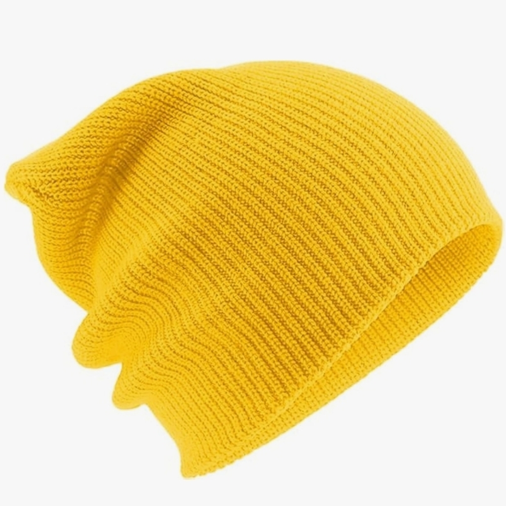 Unisex Yellow Knitted Beanie